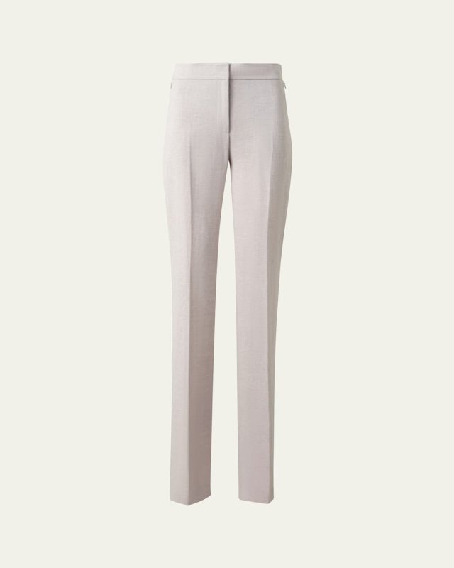 Carl Twisted Linen Double-Face Straight-Leg Pants